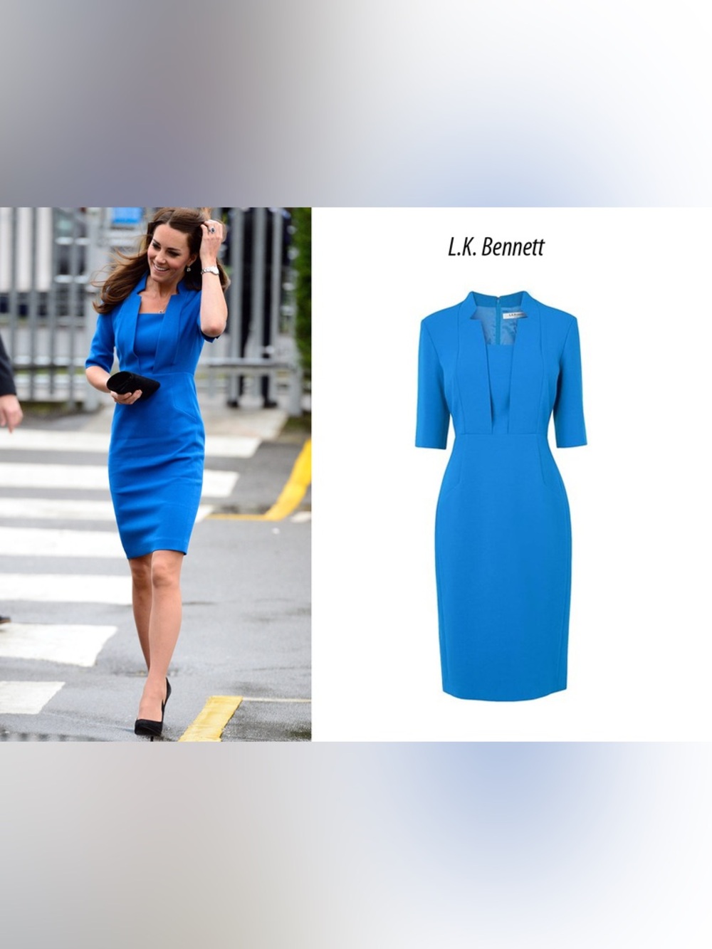 Kate Middleton’s LK Bennett Size 4 Detroit Fitted Sheath Dress - Blue